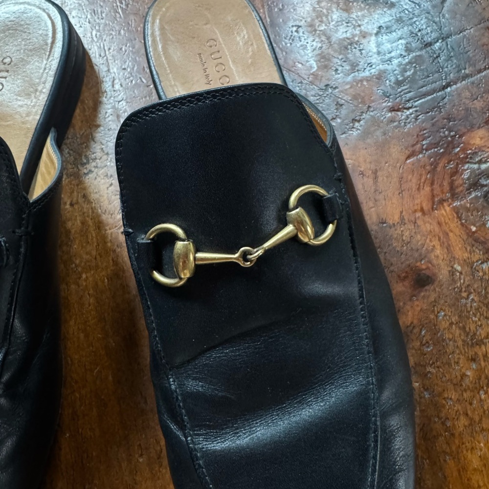 Gucci Black Leather Horsebit Princeton slides slipper - Picture 8 of 9